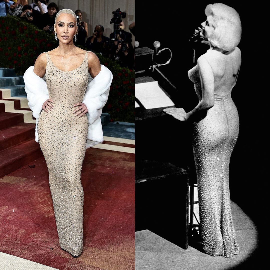 Kim Kardashian wearing Marilyn Monroe's iconic dress