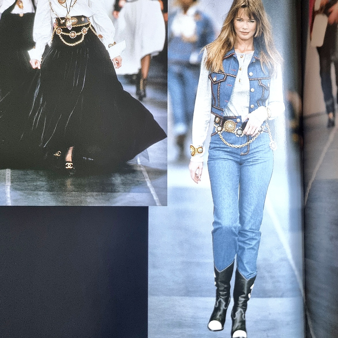 CHANEL Runway Show fw 1993  Vintage denim jacket outfit, Chanel runway,  Fashion