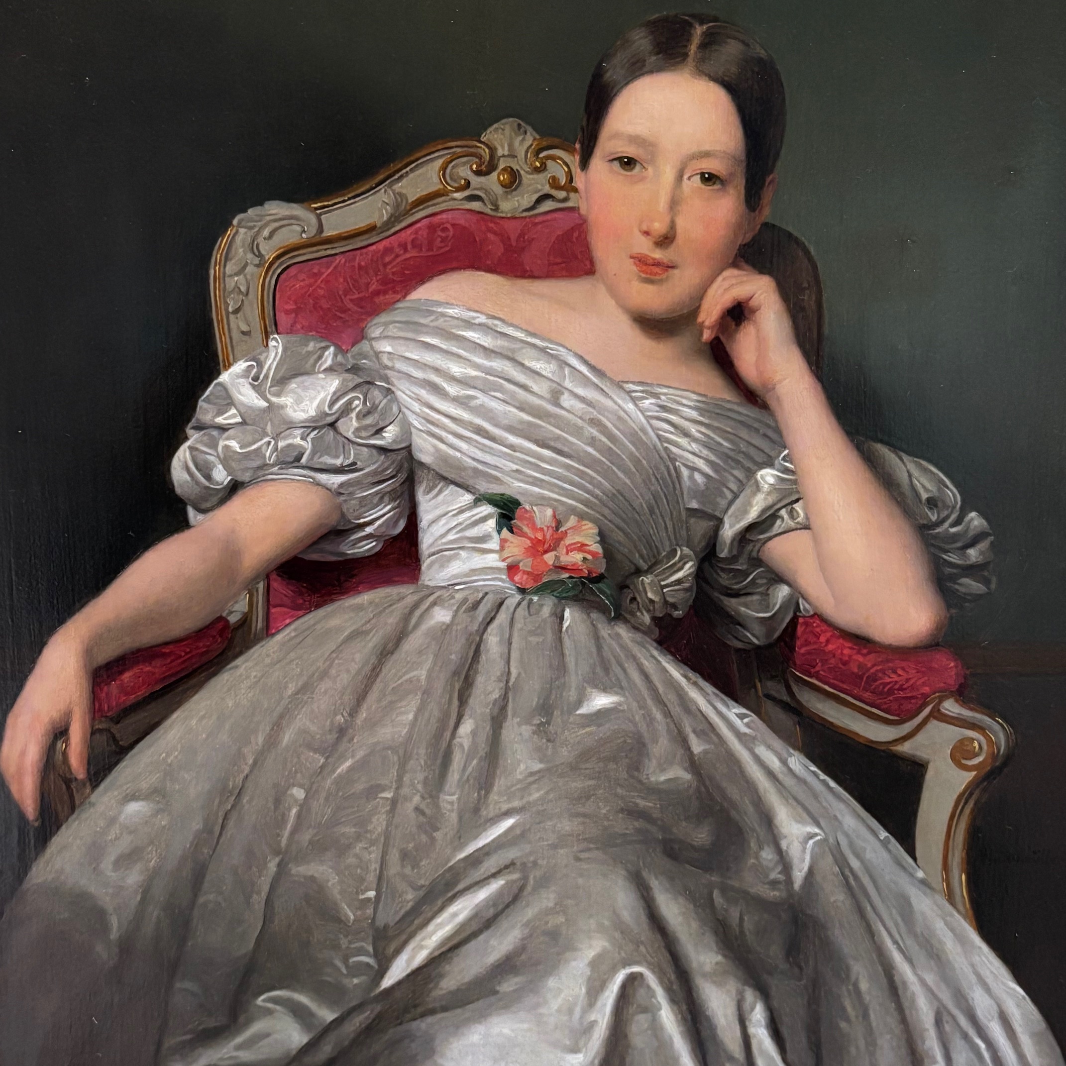 Ferdinand Georg Waldmüller / Sitting girls in white satin dress / 1839 / Wien Museum